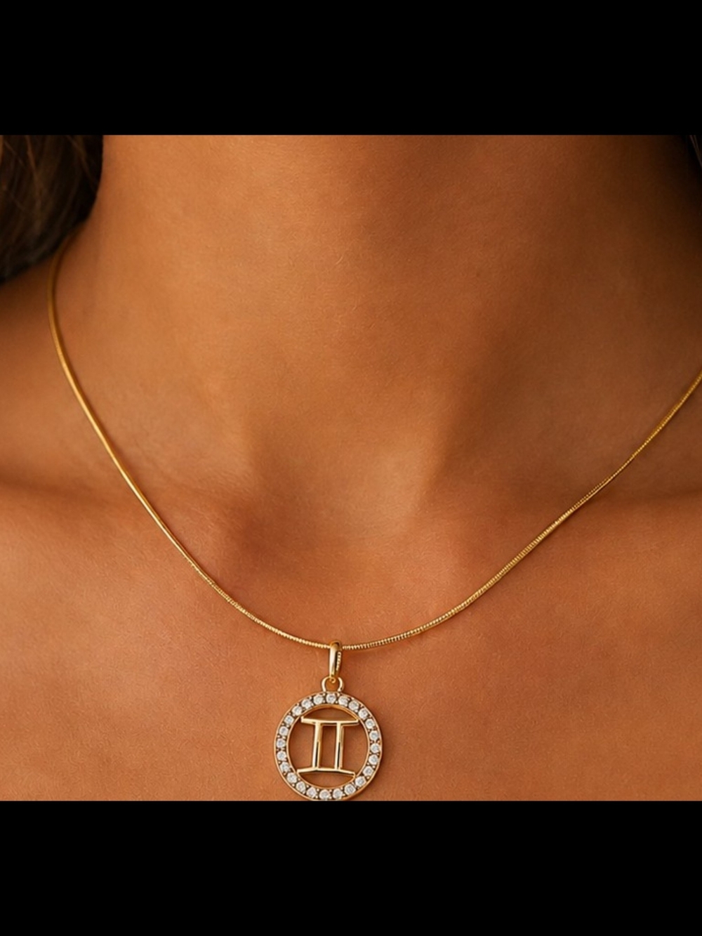 Gemini Horoscope Necklace Crystal Zodiac Sign May June Birthday 18KGP